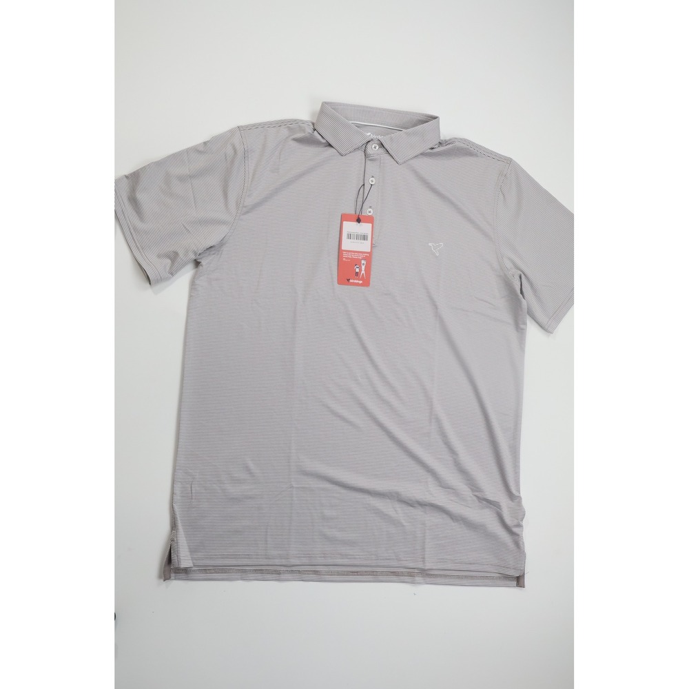 Birddogs Performance Polo Shirt XXL Gray White Stripe Golf Athletic New
